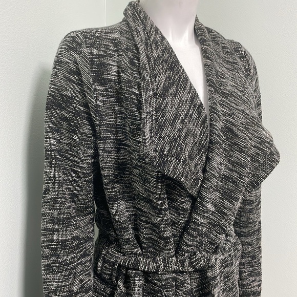 Loft black belted marled cardigan with pockets size small - Picture 6 of 10
